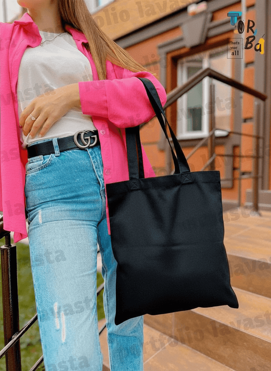 Black Heavy Cotton Tote Bag