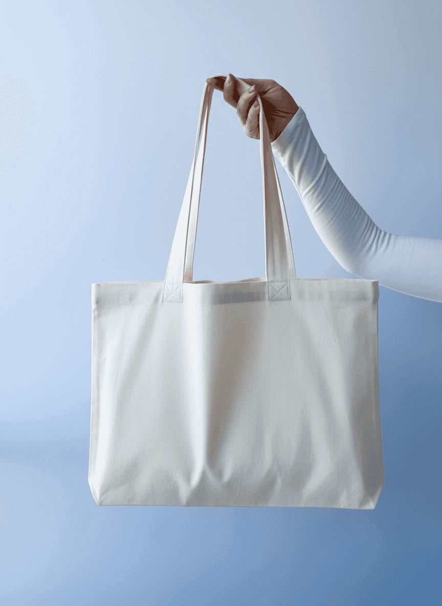 Шопер из прочного хлопкового полотна с усиленными ручками — премиальный эко-шопер для покупок и ежедневного использования без печати 40см х 30см х 10см