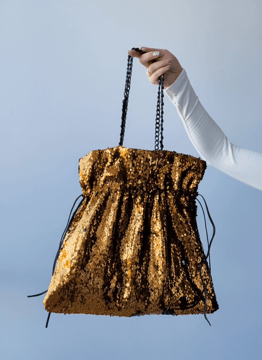 Мішечок із паєточної тканини для вечірок з шнуром