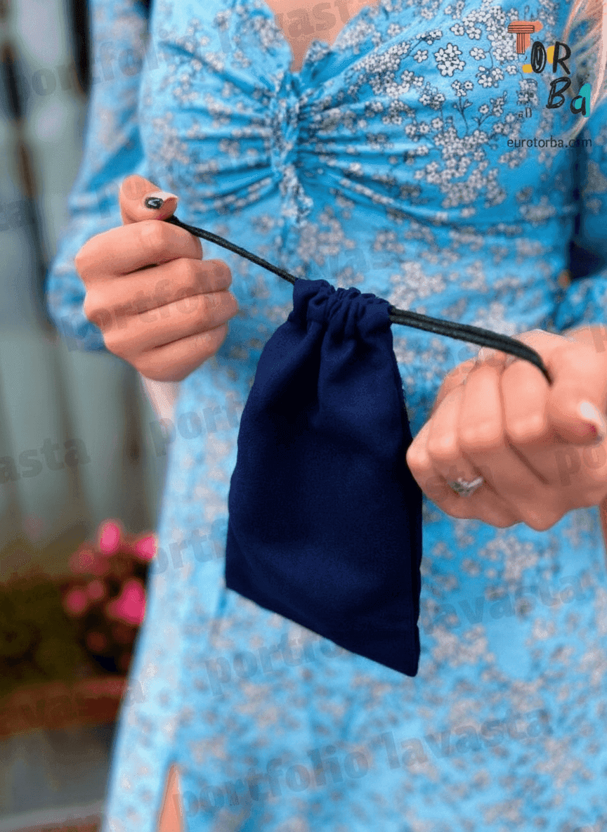 Blue Velour Pouch