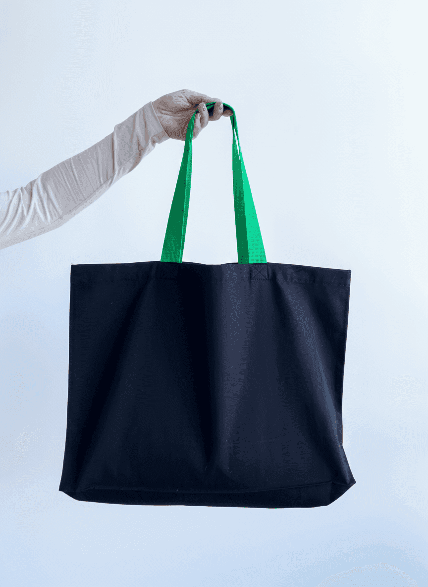 Тоут із бавовняної саржі з бірюзовими ручками для покупок