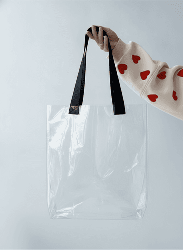 Durable transparent silicone tote with black handle