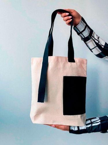 Double-Layer Tote Bag with Overlap Handle & Pocket