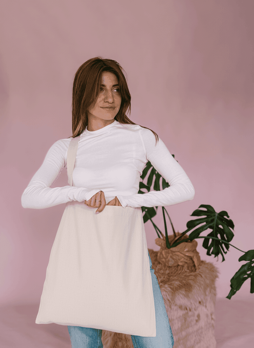 Хлопковый шоппер на длинных кроссбоди ручках для покупок