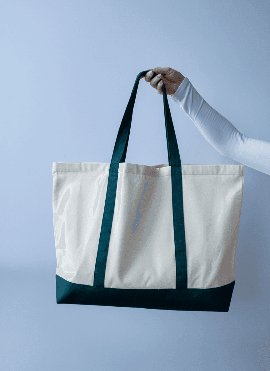 Шопер із щільної саржі з подвійним напуском тканинних ручок — елегантний екологічний аксесуар для покупок та брендування без друку розмір: 60см х 40см х 15см