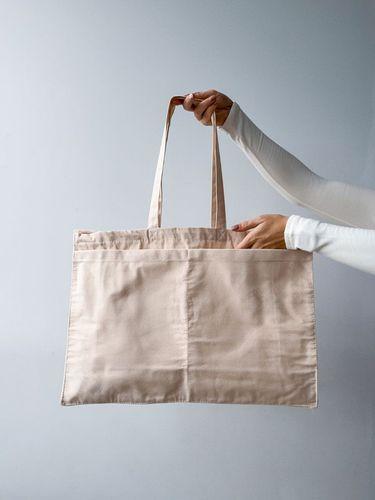 Шопер из саржи натурального хлопка с тканевыми ручками
