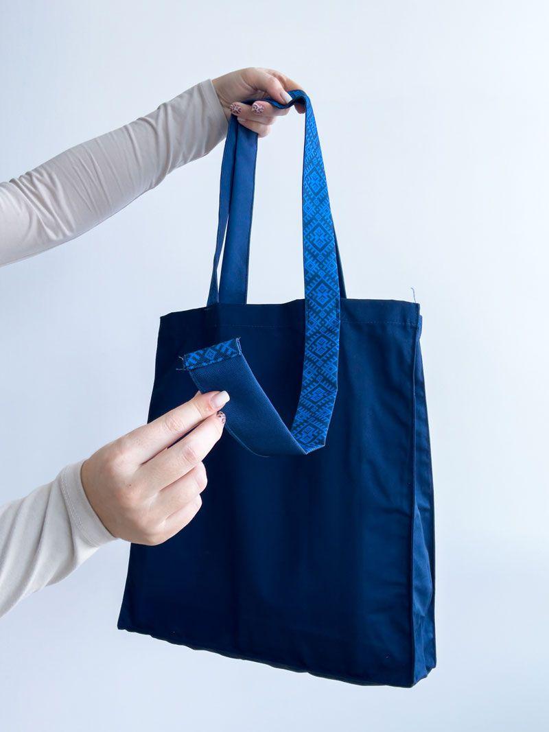 Вертикальный шопер из хлопковой саржи с длинными ручками