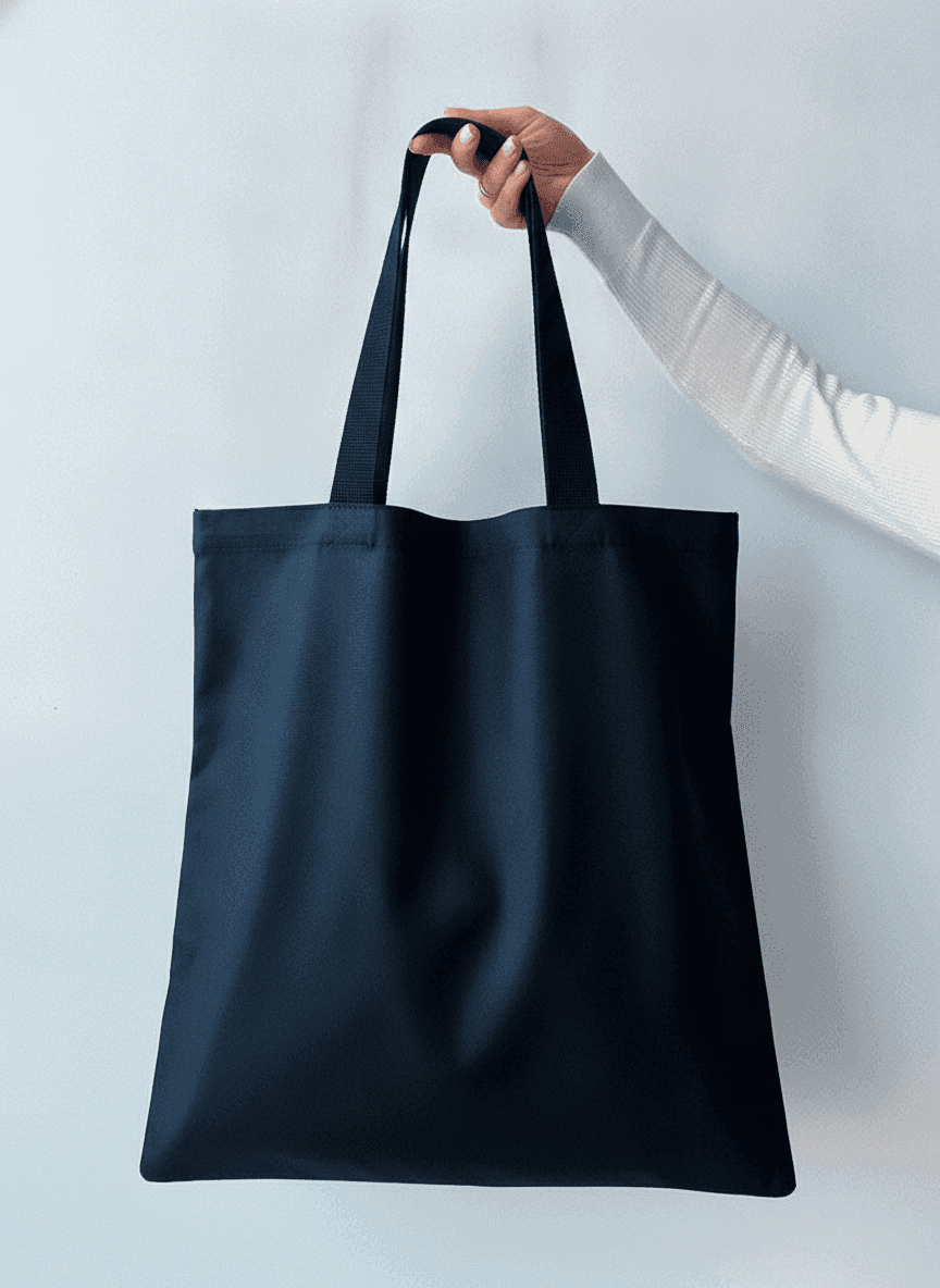 Black Twill Tote with Double Handles