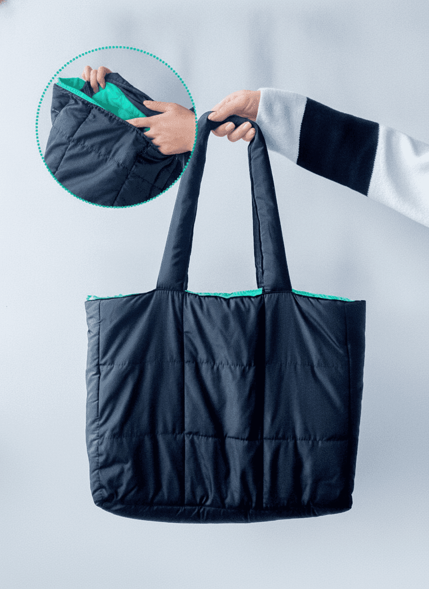Black Winter Quilted Tote Bag