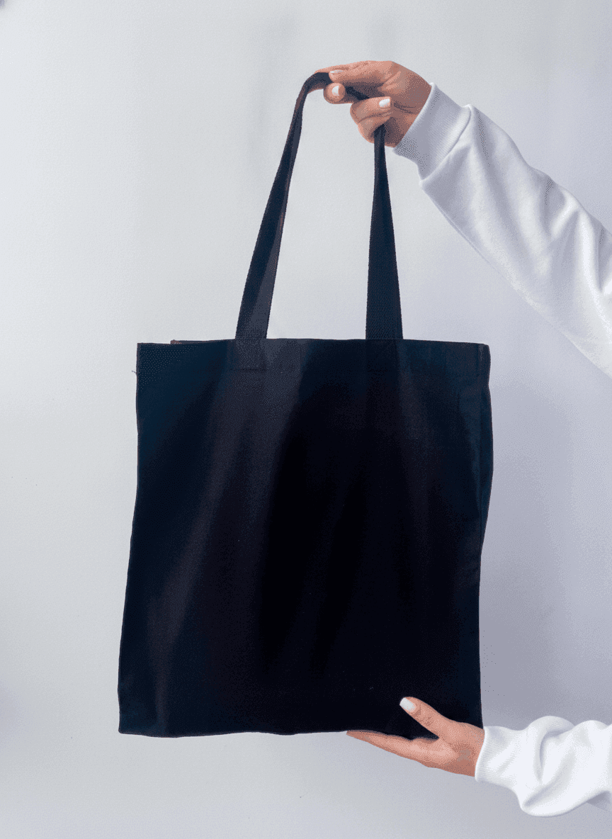 Roomy Black Calico Tote Bag