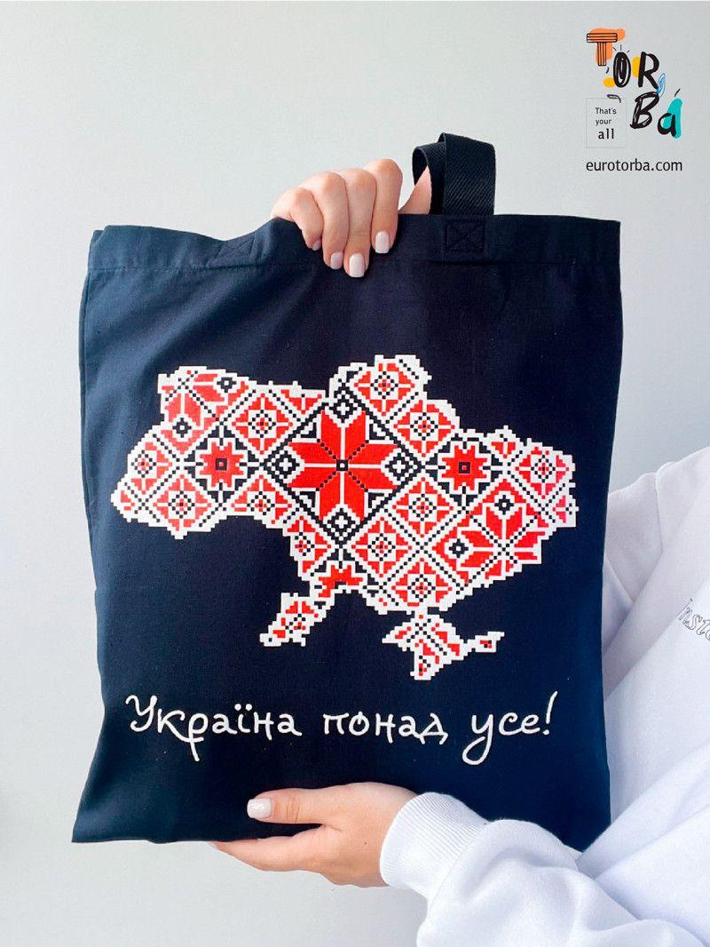 Шопер з бязі з картою України з друком