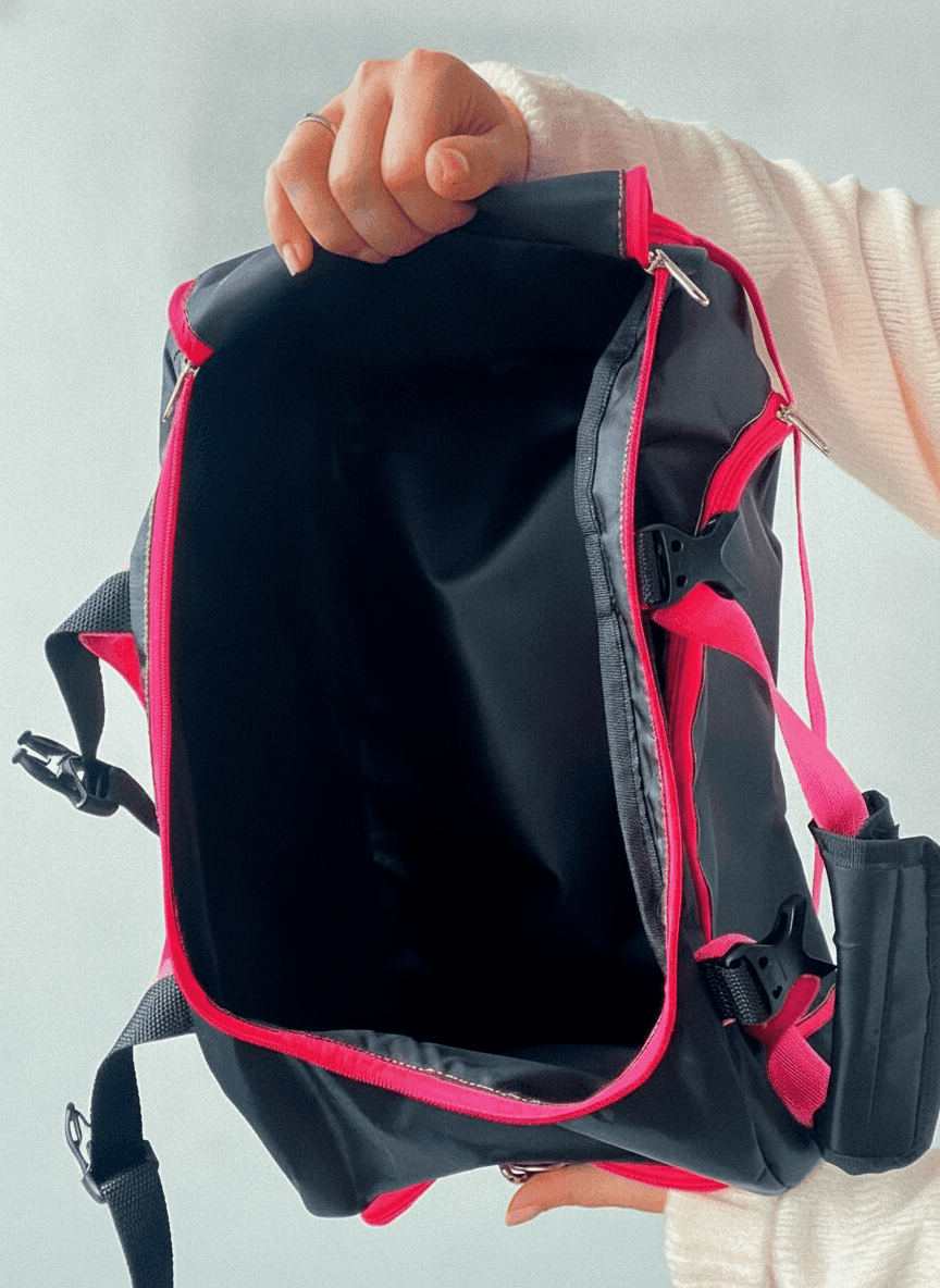Black Gym Backpack with Pink Accents