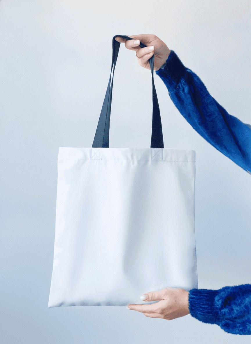 Heavy Cotton Tote Bag White with Black Handles