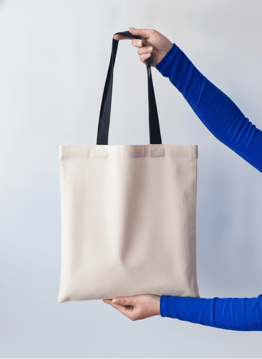 Tote Bag with Black Handles, Midweight Fabric