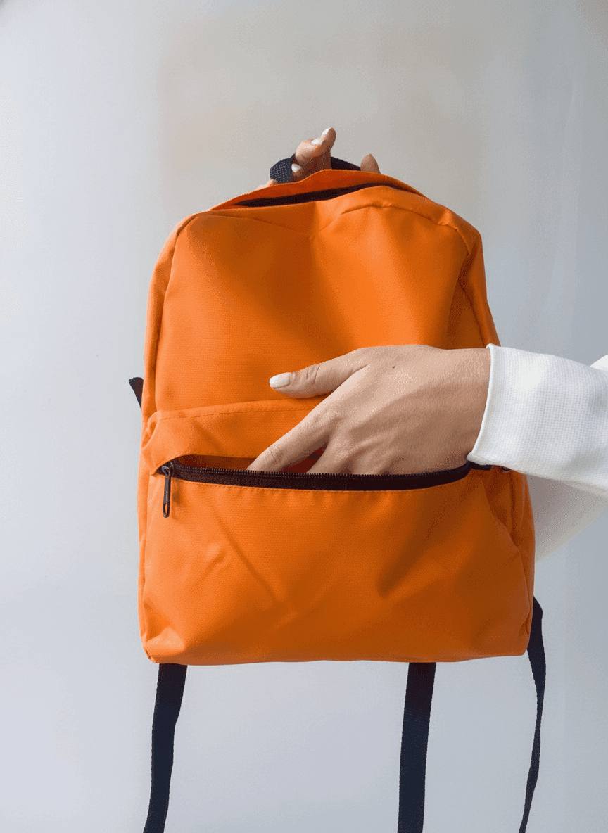 Orange Urban Backpack - Water-Repellent Raincoat Fabric