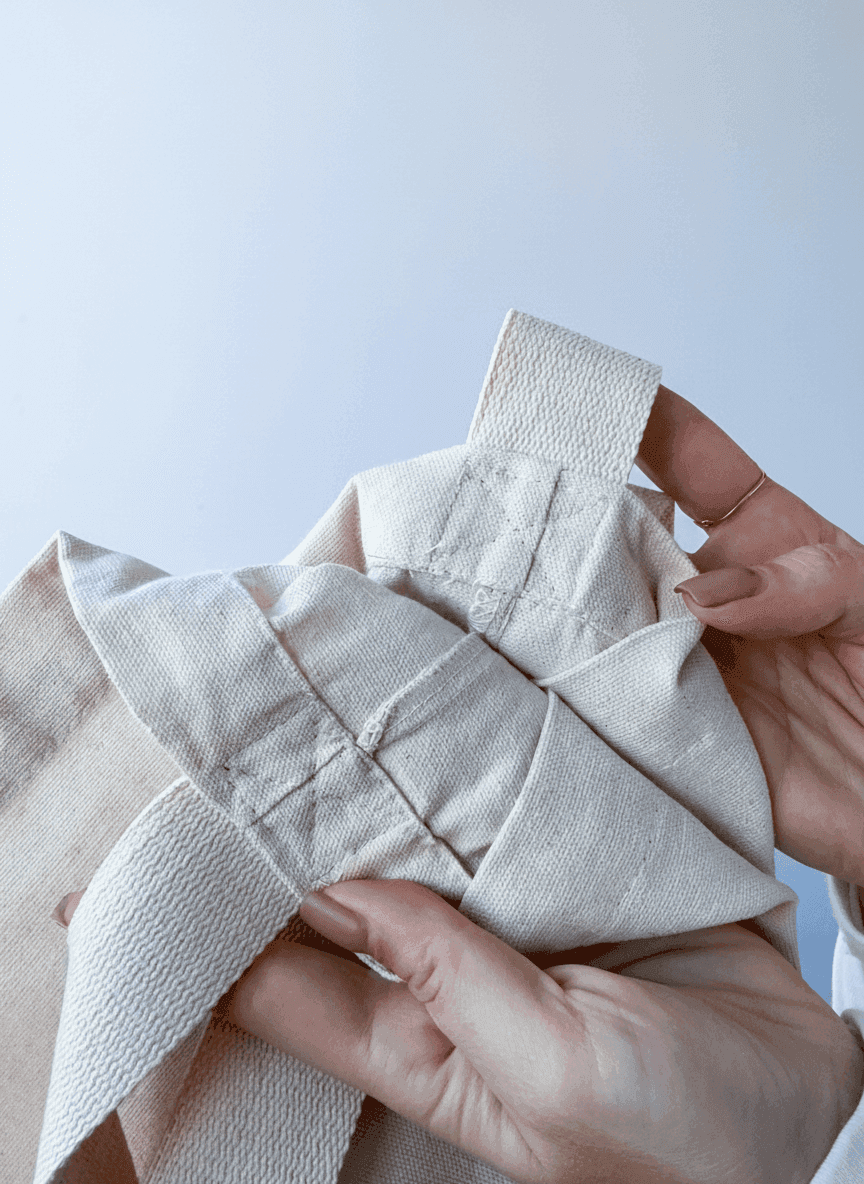 Хлопковый шоппер на длинных кроссбоди ручках для покупок