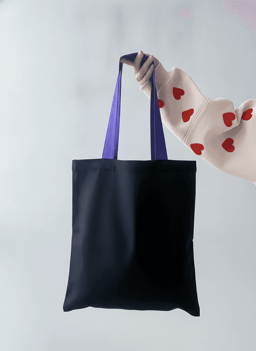Sturdy Black Grocery Tote with Colorful Straps