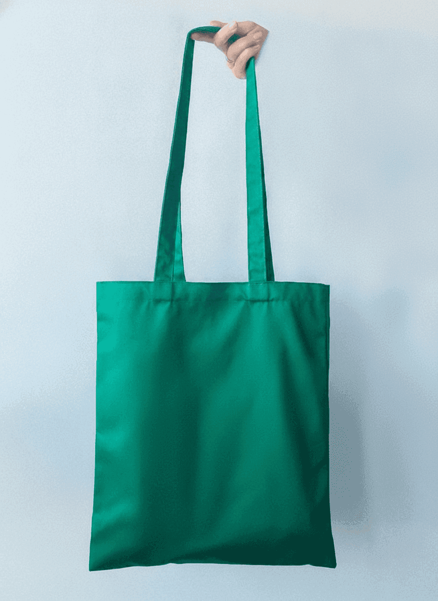 Green twill tote bag