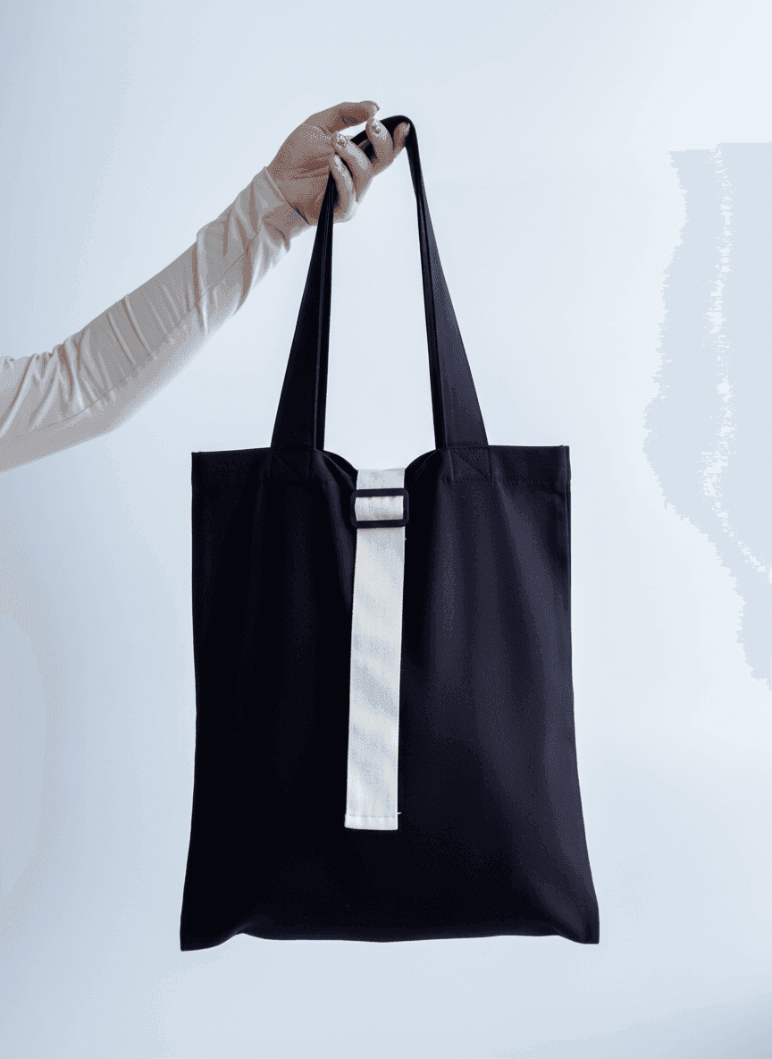 Шоппер из хлопковой саржи с черными ручками для покупок