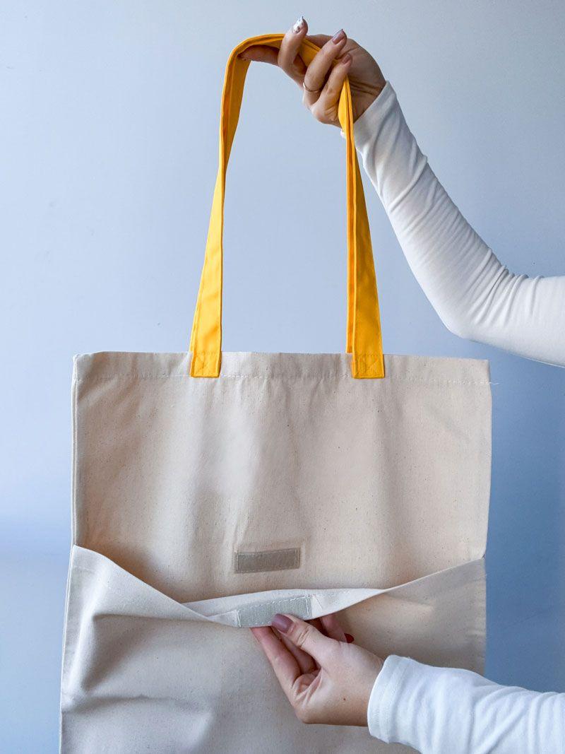 Шопер із бавовняної саржі з довгими ручками для покупок