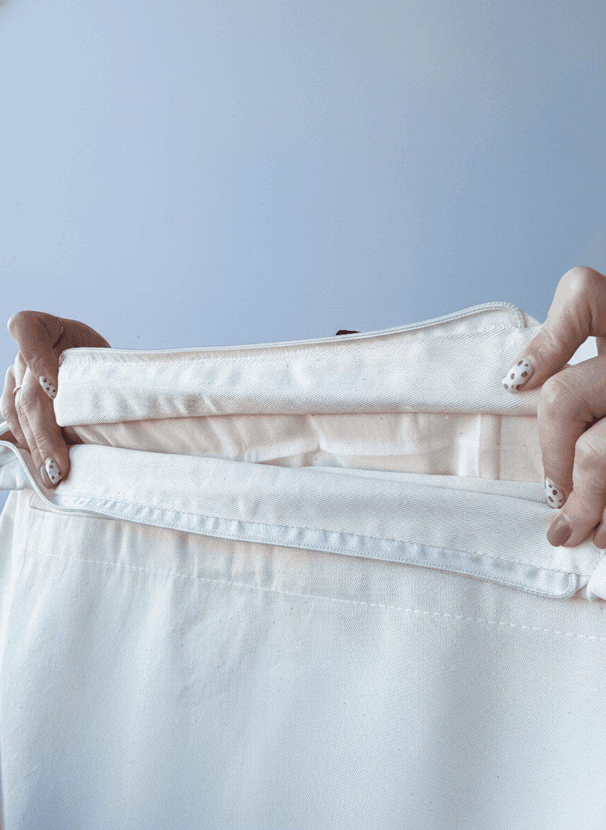 Шопер из плотной хлопковой саржи с длинными синими ручками, с подкладкой и усиленным дном — стильный эко-тоут для покупок и повседневного использования без печати размер: 40см х 40см х 12см