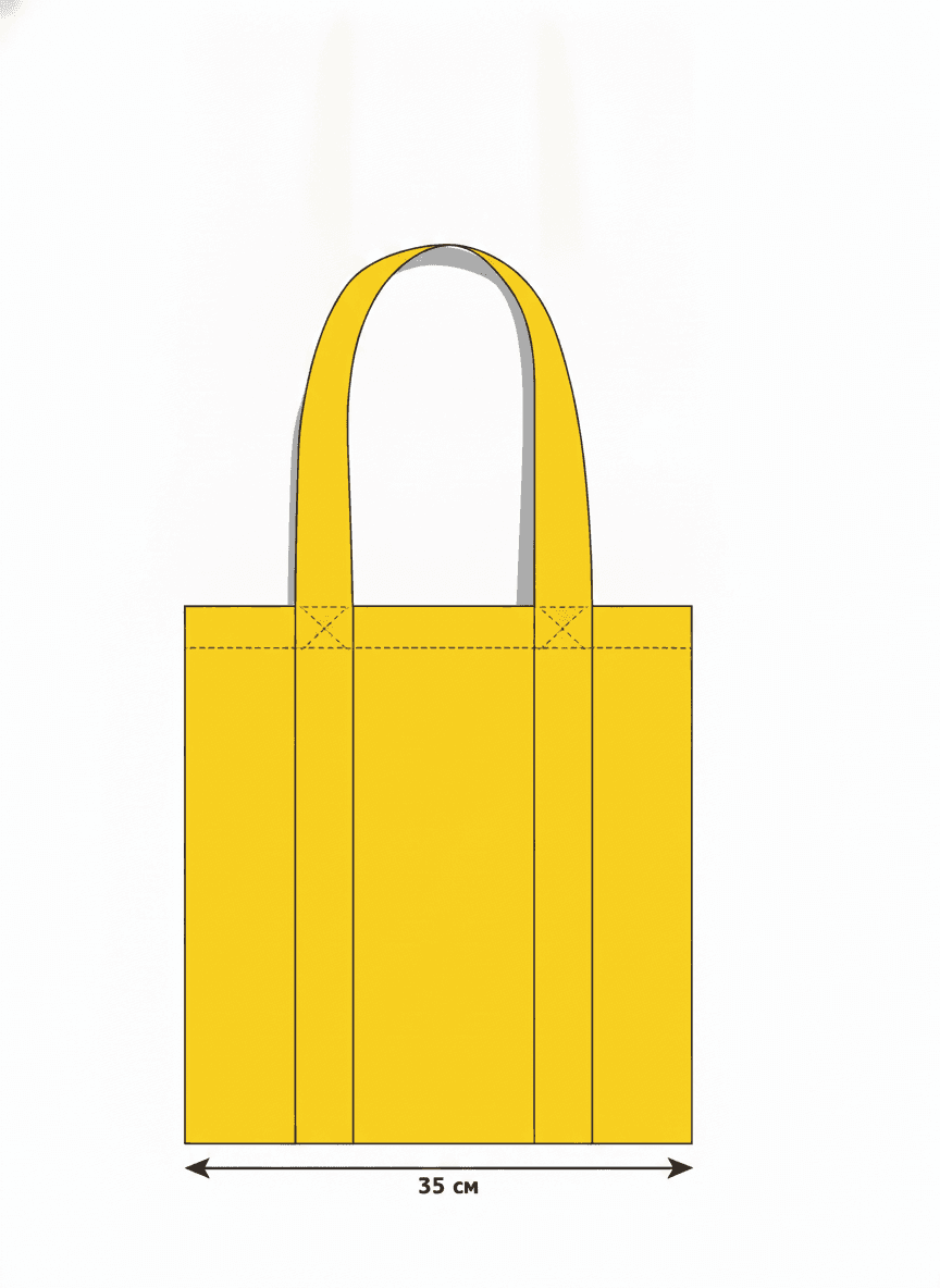 Yellow Cotton Canvas Tote Bag, Long Handles