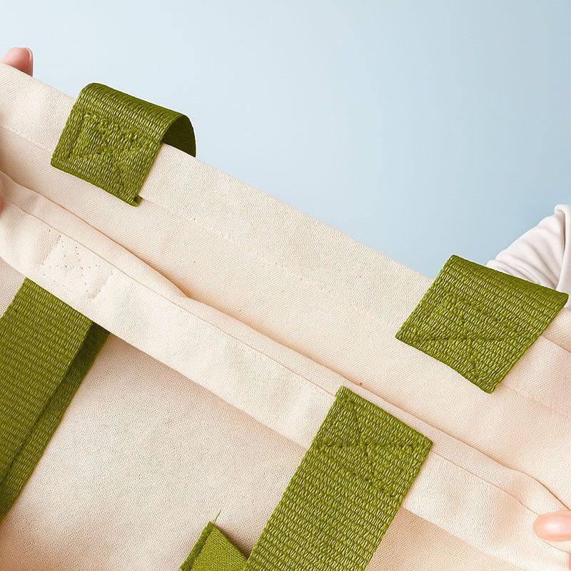 Экошоппер из двунитки с оливковыми ручками и карманом — прочная хлопковая сумка для покупок и повседневного использования без печати Размер: 38см х 42смх 7см