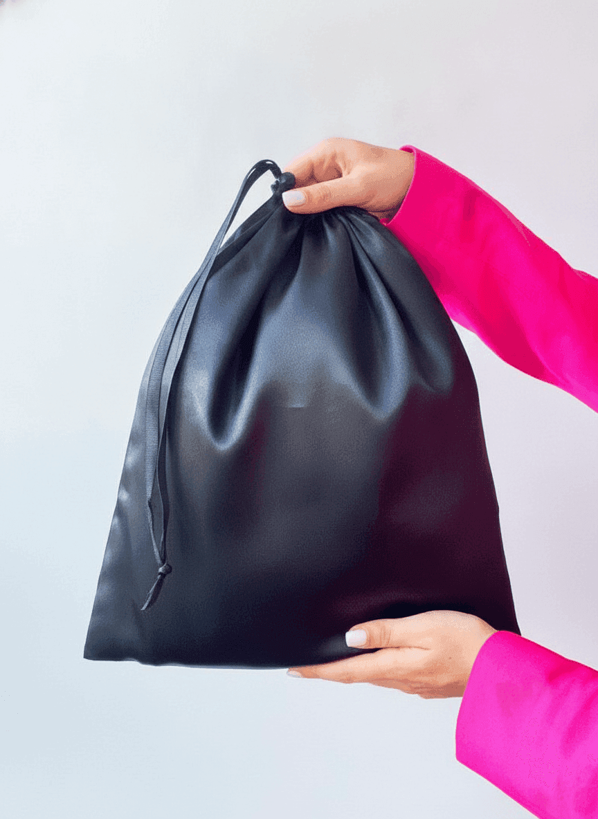 Black Satin Drawstring Pouch