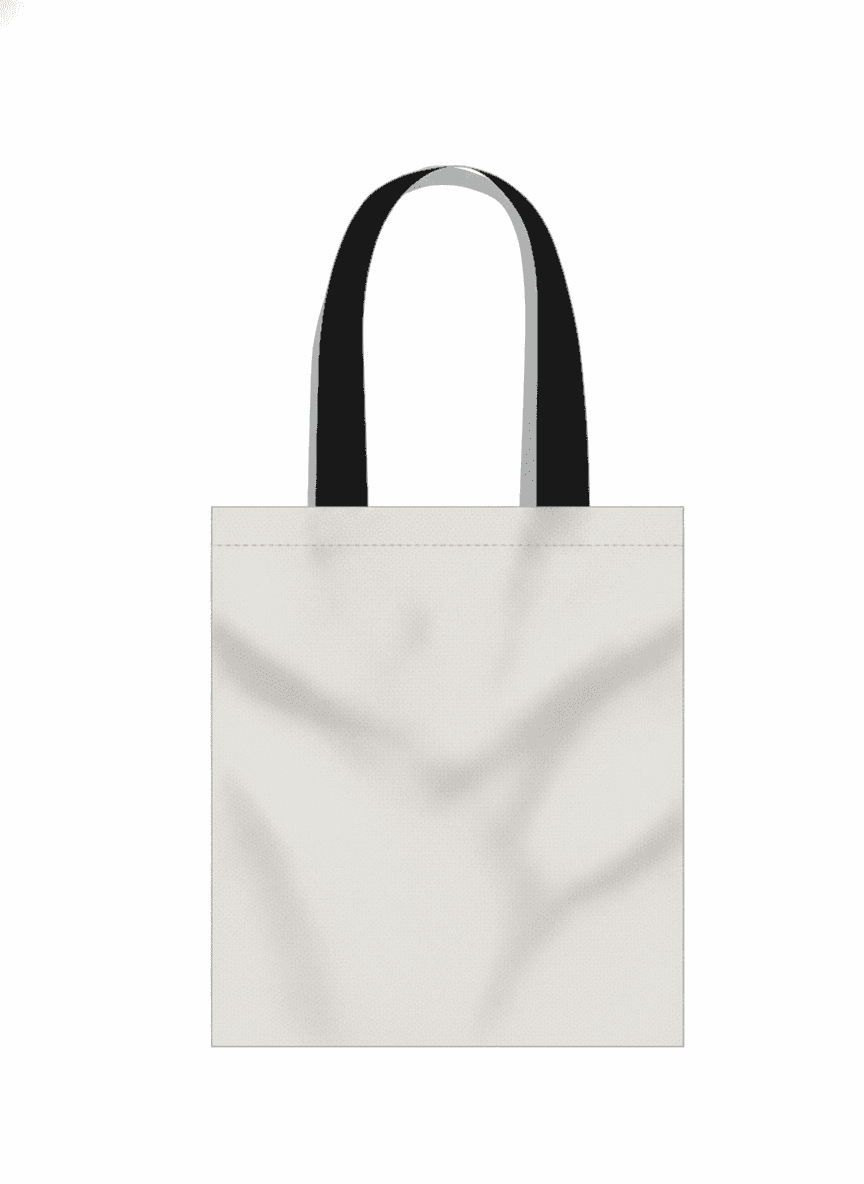 Tote Bag with Black Handles, Midweight Fabric