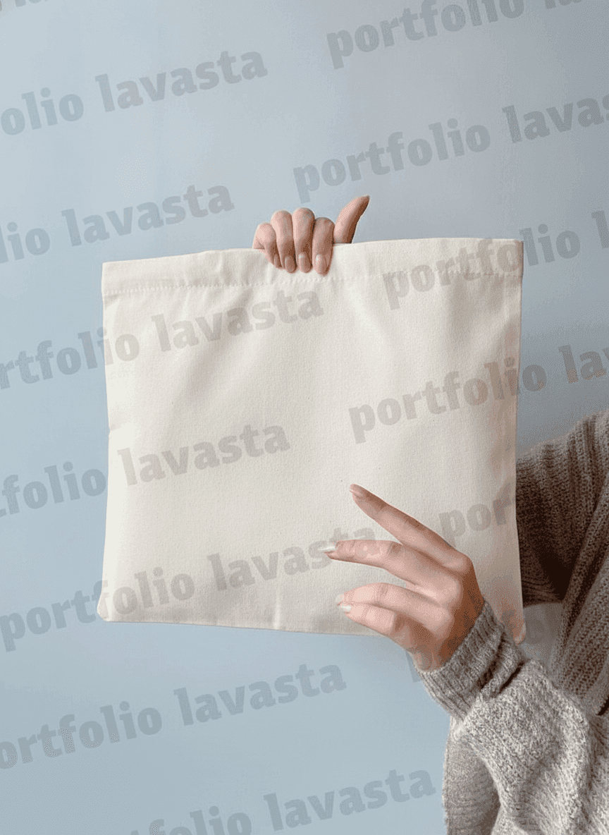 Sturdy Cotton Tote Bag with Colorful Handles