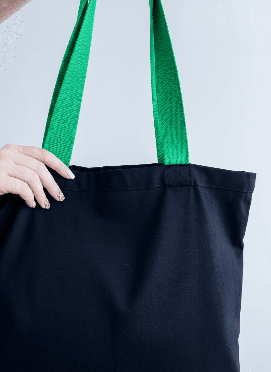 Тоут із бавовняної саржі з бірюзовими ручками для покупок