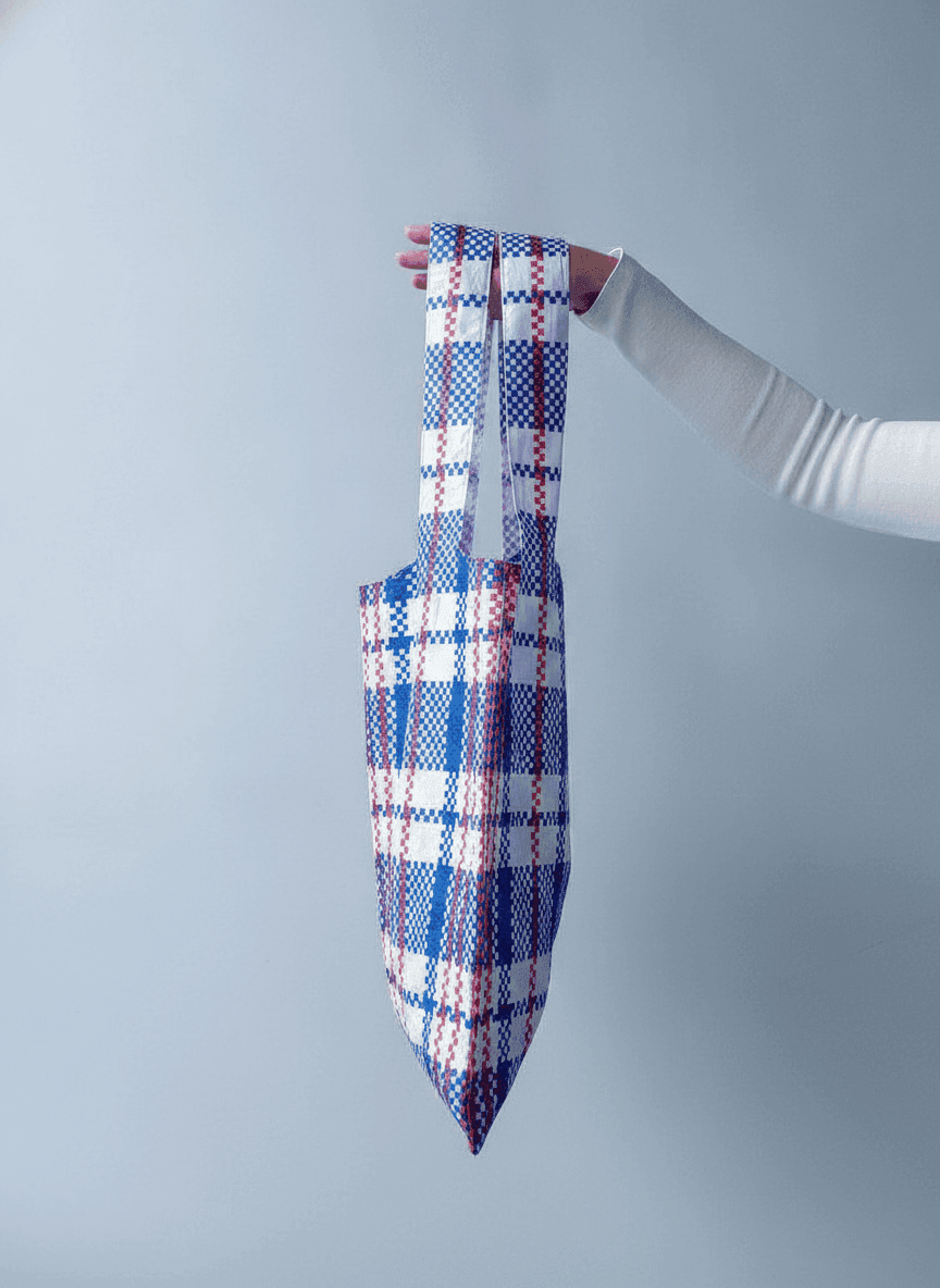 Waterproof Plaid Tote Bag with Wide Handles