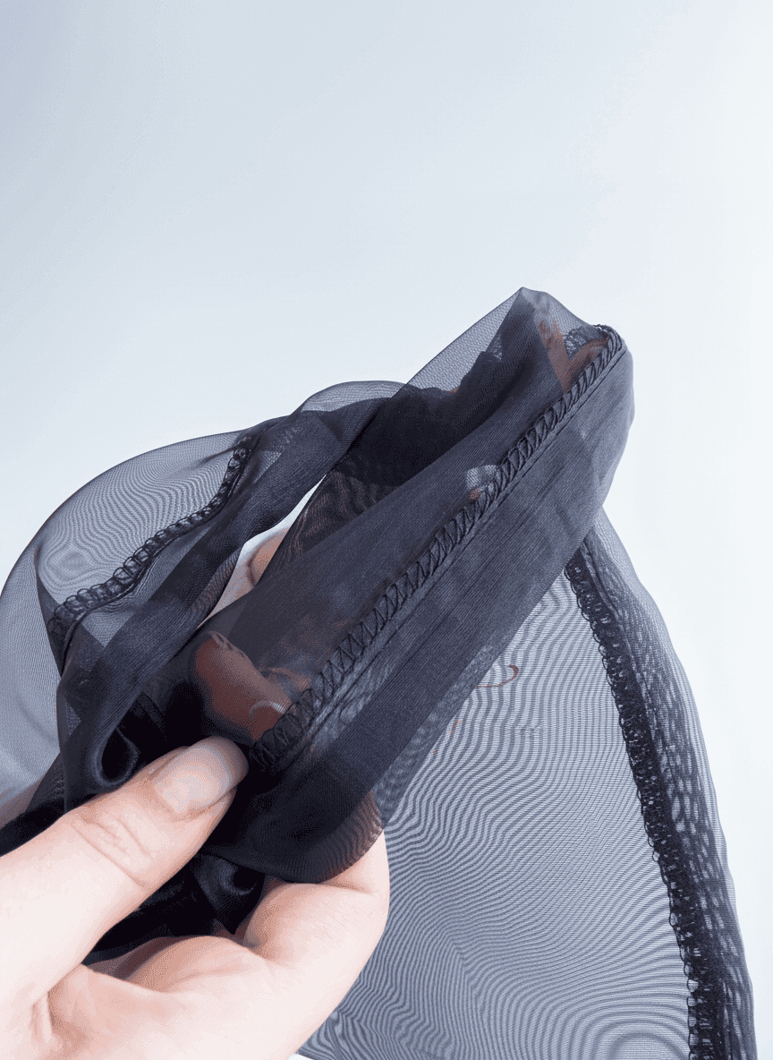 Подарочный мешочек органза с репсовыми черными ручками