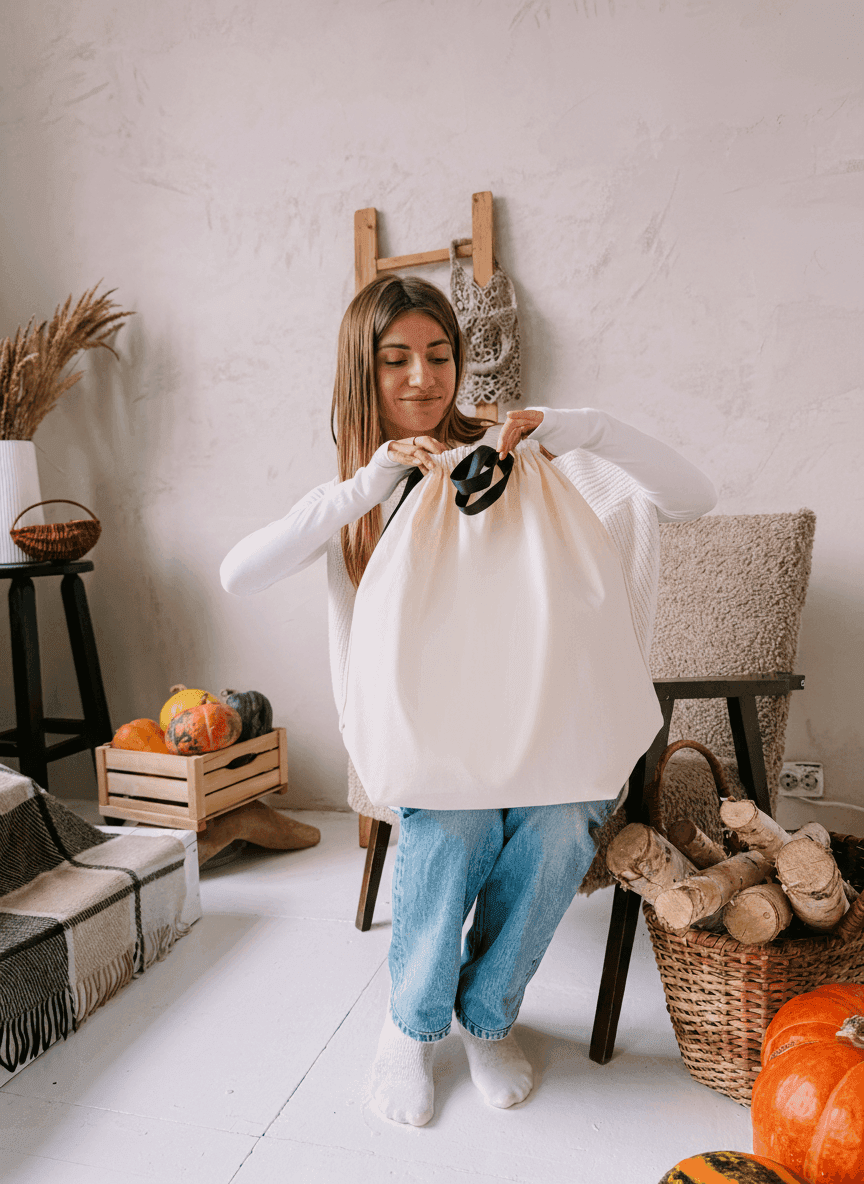 Шопер из фильтрканваса плотностью 490 г/м2 с классическими пришитыми ручками для ношения на плече — прочный эко-тоут для покупок и повседневного использования без печати размер: 50см х 30см х 17см