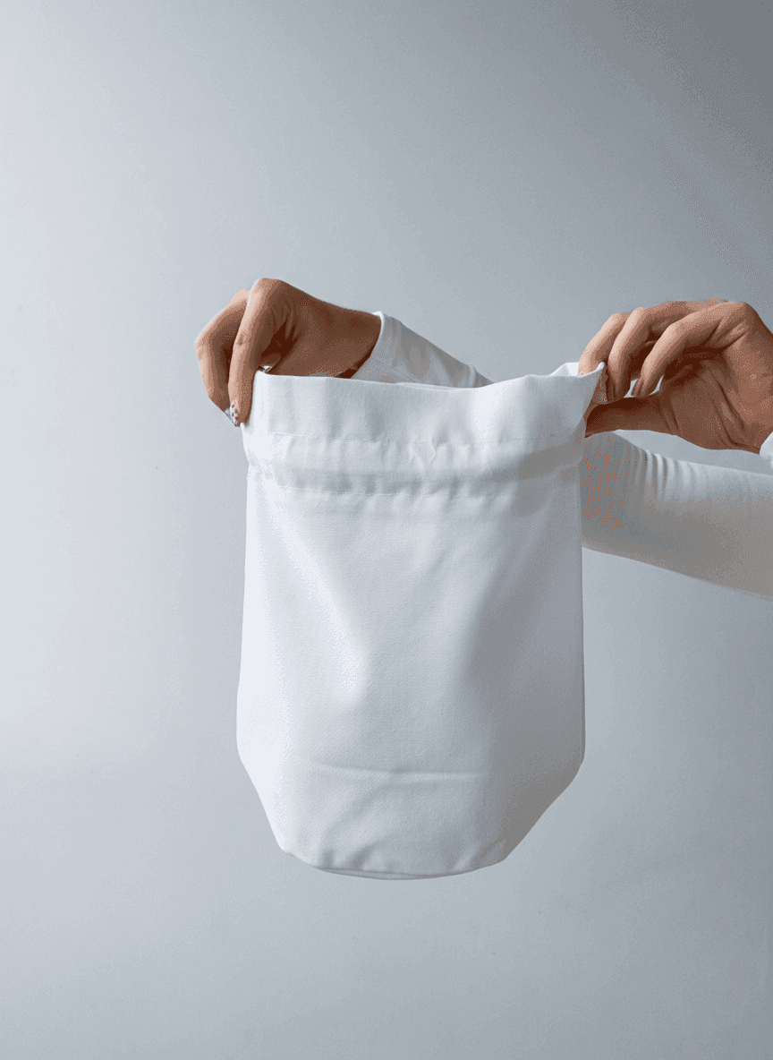 Мішечок-кісет із двонитки напівпанама (бавовна середньої щільності), білий відбілений — преміальний багатоцільовий мішечок із шнурівкою для подарунків і зберігання без друку розмір: 25см х 30см x 18.5см