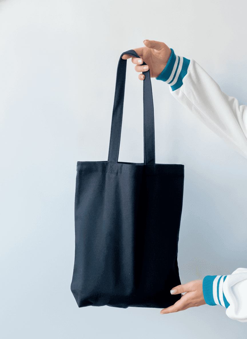Sturdy Black Cotton Tote Bag