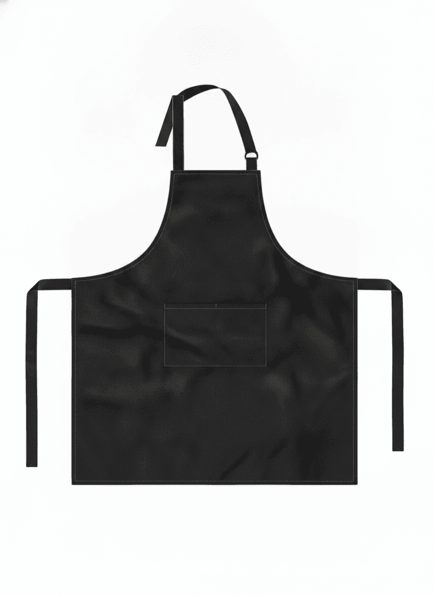 Black Gabardine Apron with Kalyna Print