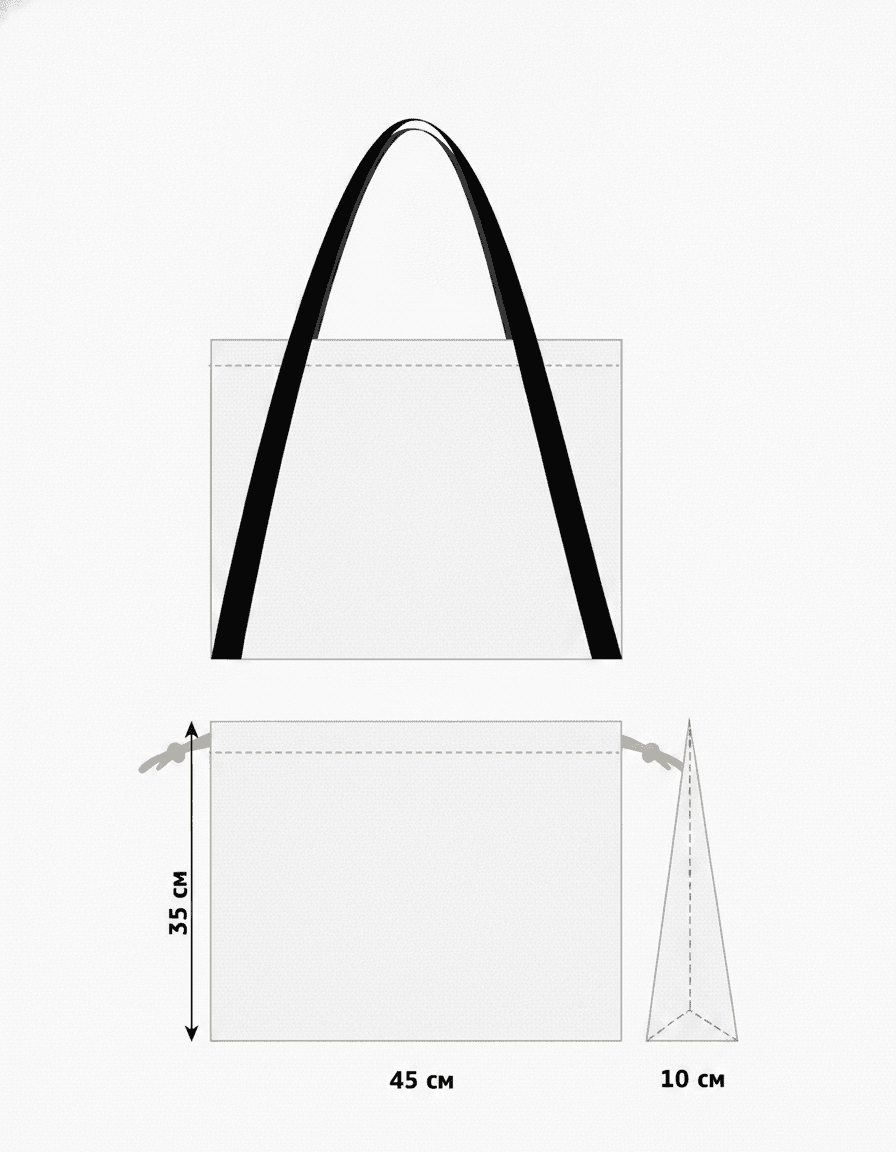 Clear Silicone Tote Bag with Black Handles & White Pouch