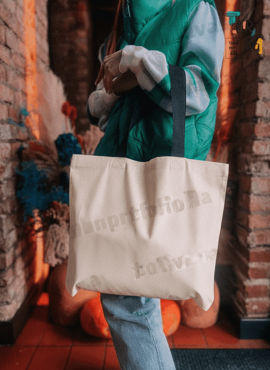 Heavy Cotton Tote Bag with Long Handles