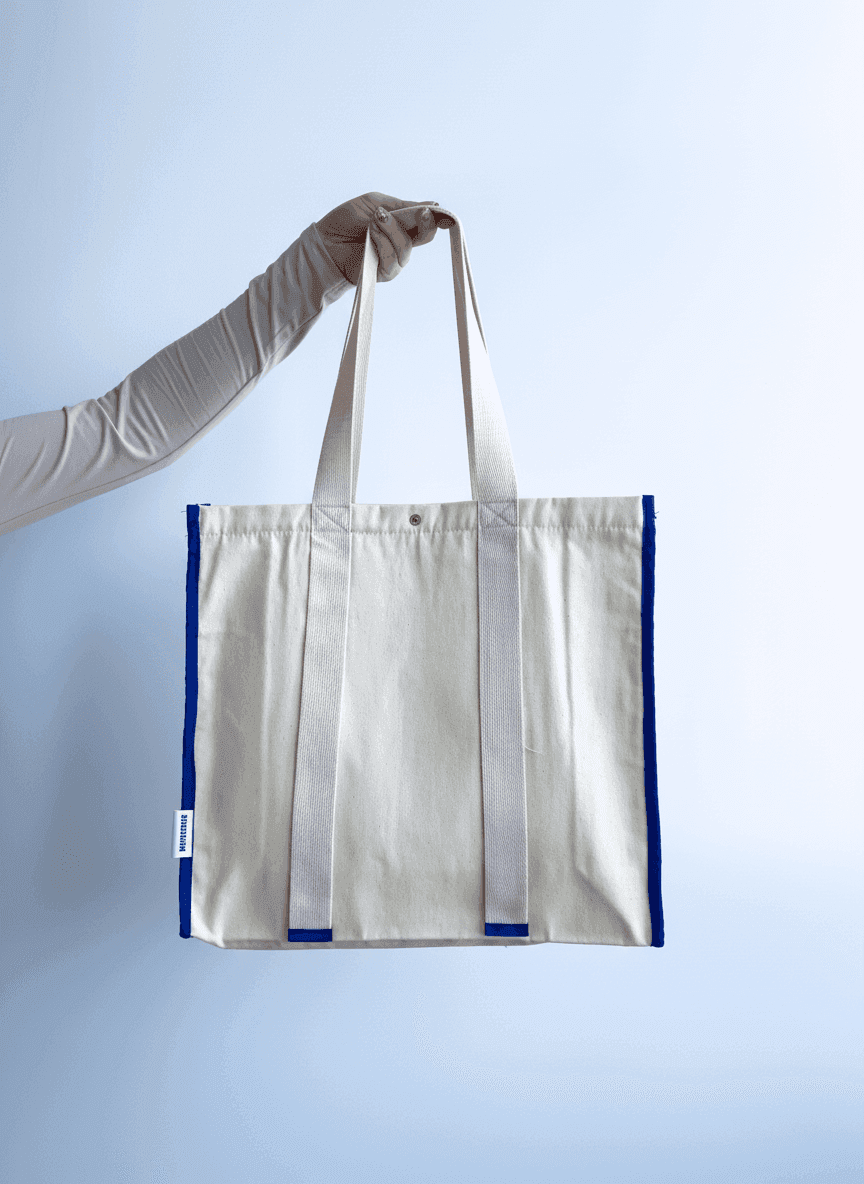 Шопер із бавовняної саржі, довгі ручки для покупок