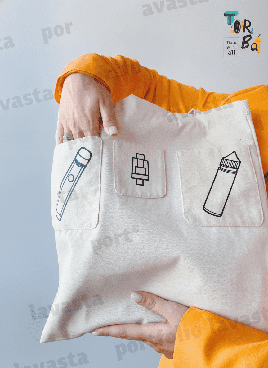 Sturdy Cotton Tote with Exterior Pockets