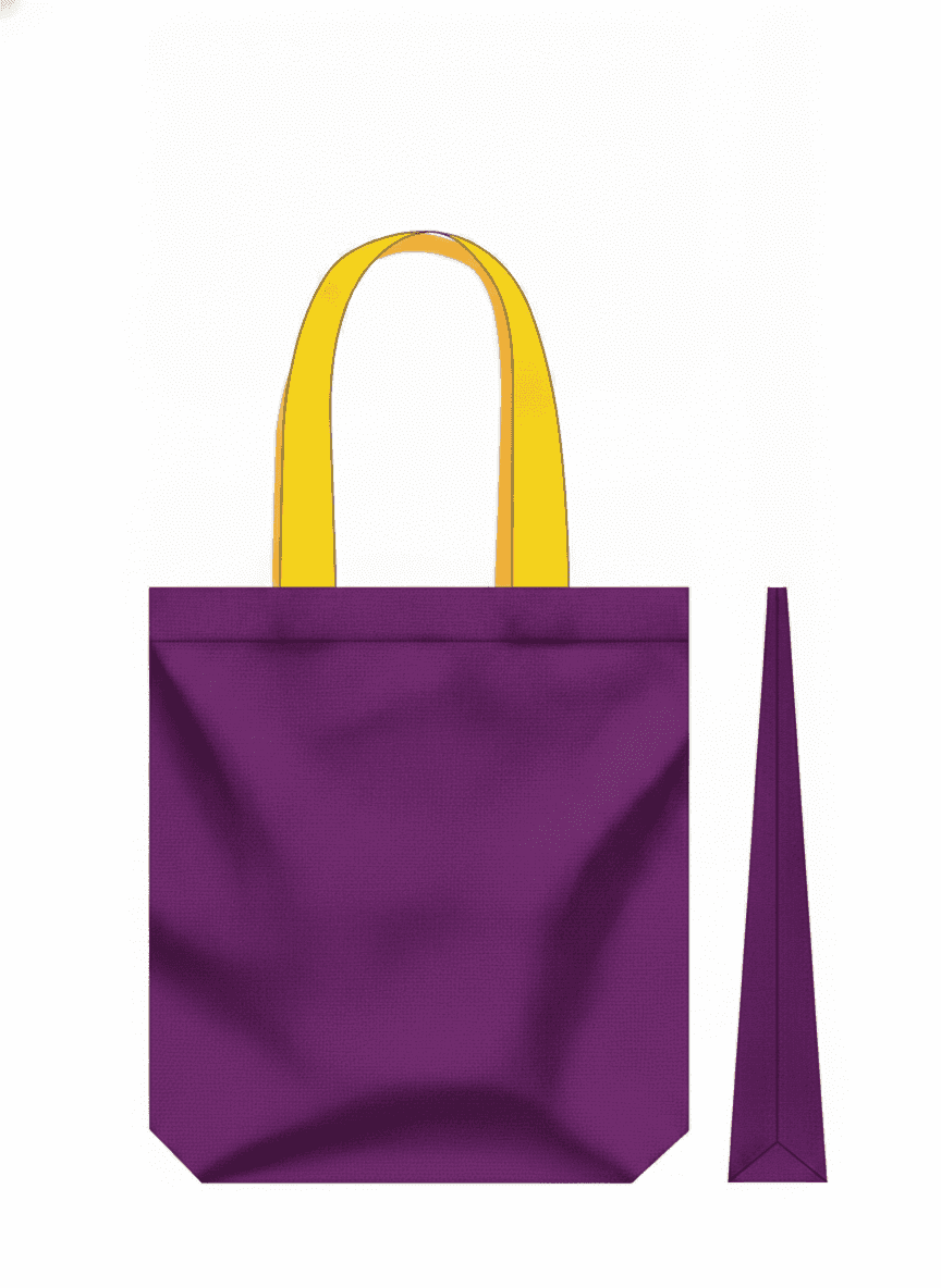 Heavyweight Cotton Tote Bag, Purple with Yellow Handles