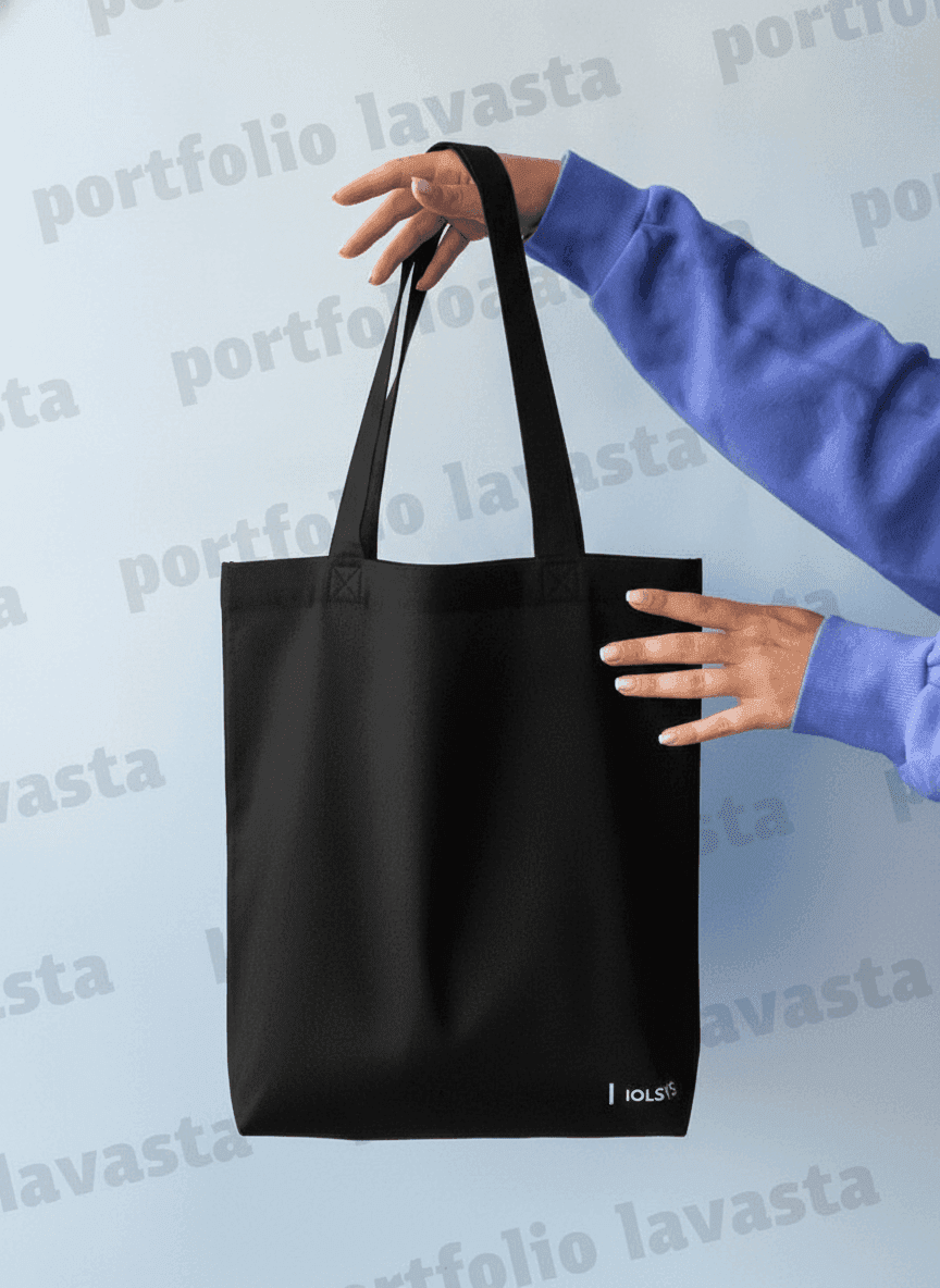 Heavy Cotton Tote with Blue Pocket & Bottom