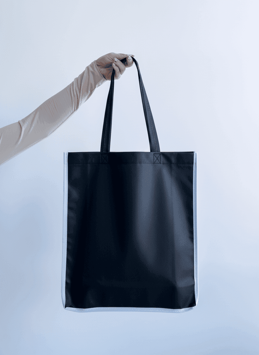 Шопер зі спанбонду з подвійними чорними ручками для покупок