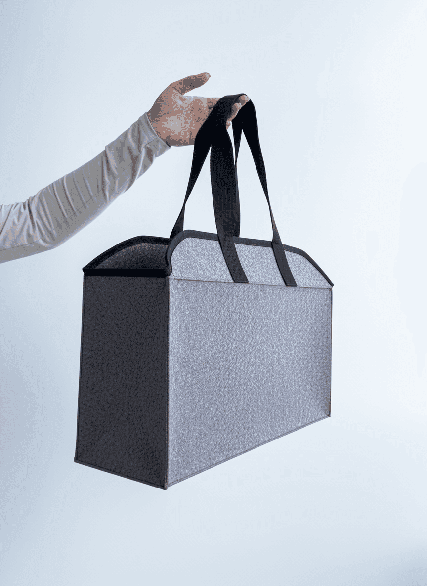 Шопер из фетра с нашивными черными ручками для покупок