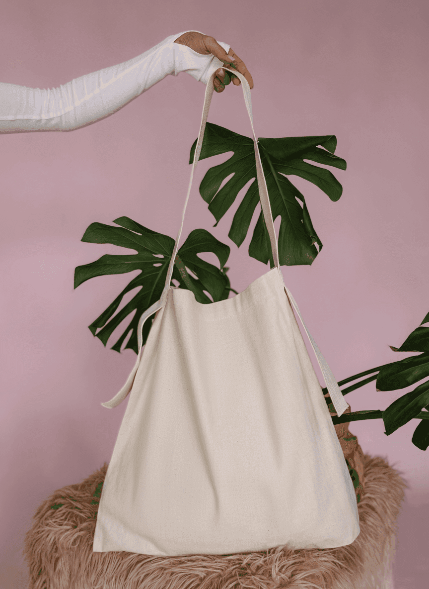 Хлопковый шоппер на длинных кроссбоди ручках для покупок