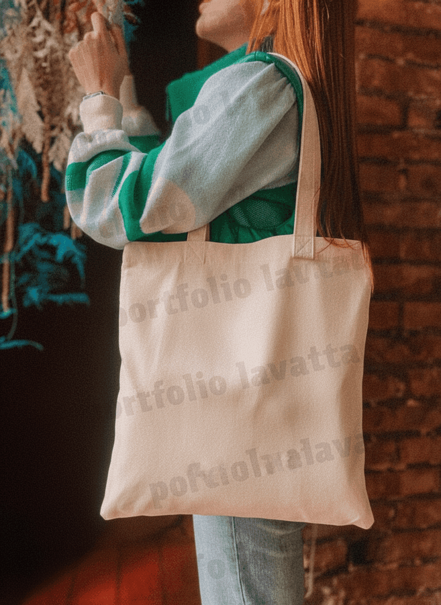 Midweight Cotton Tote Bag with Long Handles