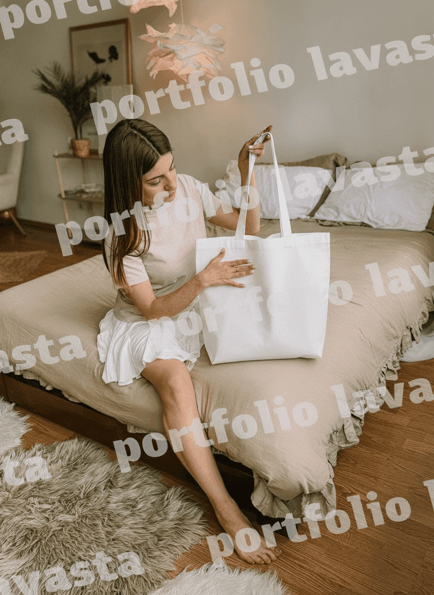 Durable White Twill Tote with Side Panels