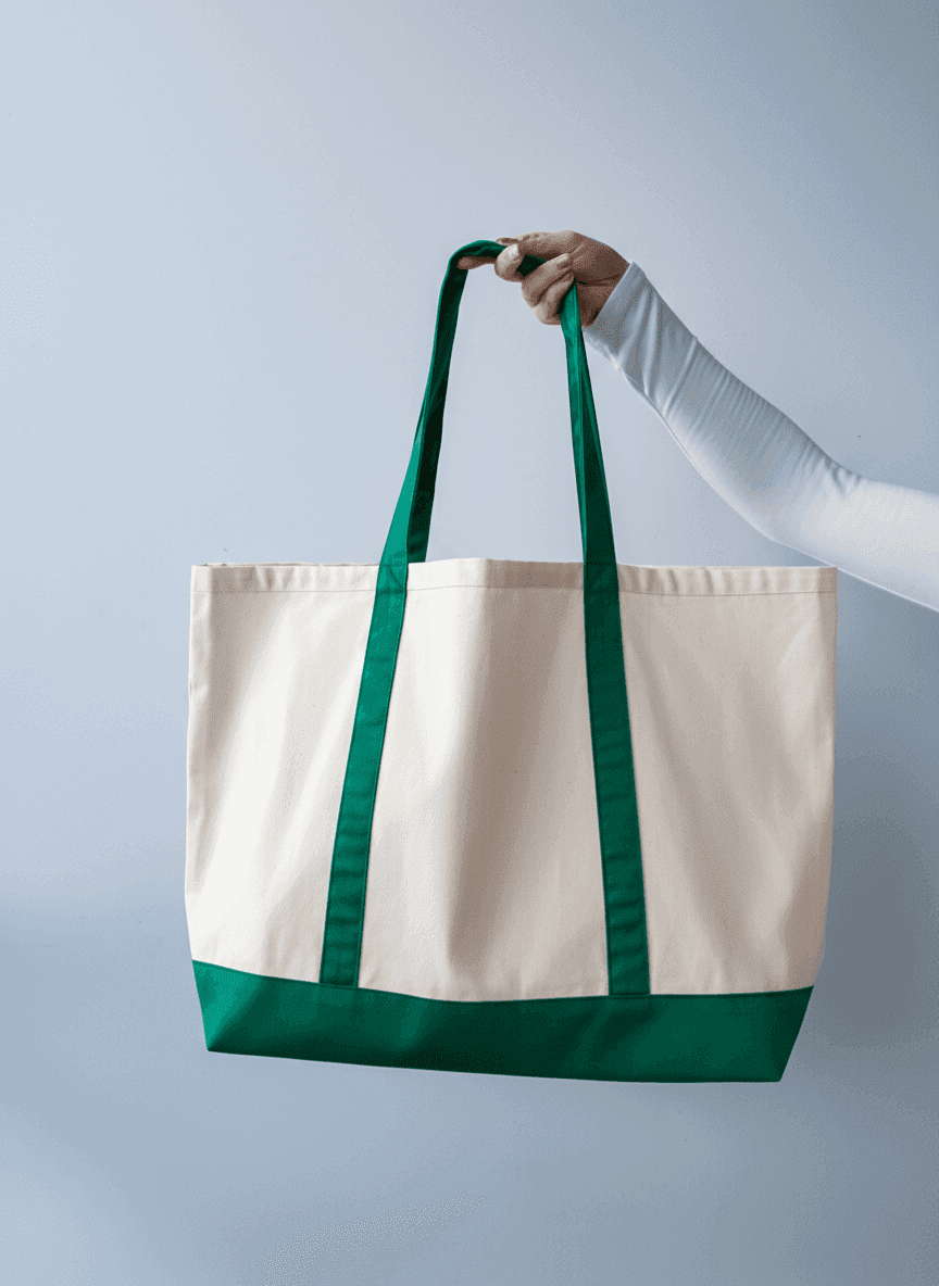 Шопер із щільної саржі з подвійним напуском тканинних ручок — елегантний екологічний аксесуар для покупок та брендування без друку розмір: 60см х 40см х 15см