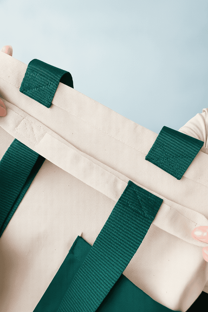Cotton Tote Bag with Pocket and Long Strap